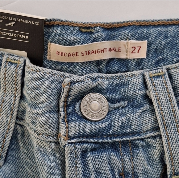 Levi's Ribcage Straight Jeans Hang Up Sz 27 - Picture 9 of 16